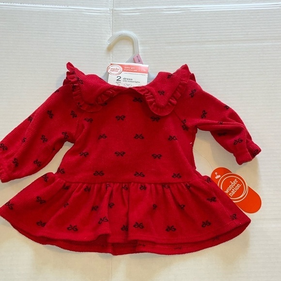 wonder nation Other - NWT-wonder nation-0/3-red/black-2 piece dress with footed tights. Soft red dress